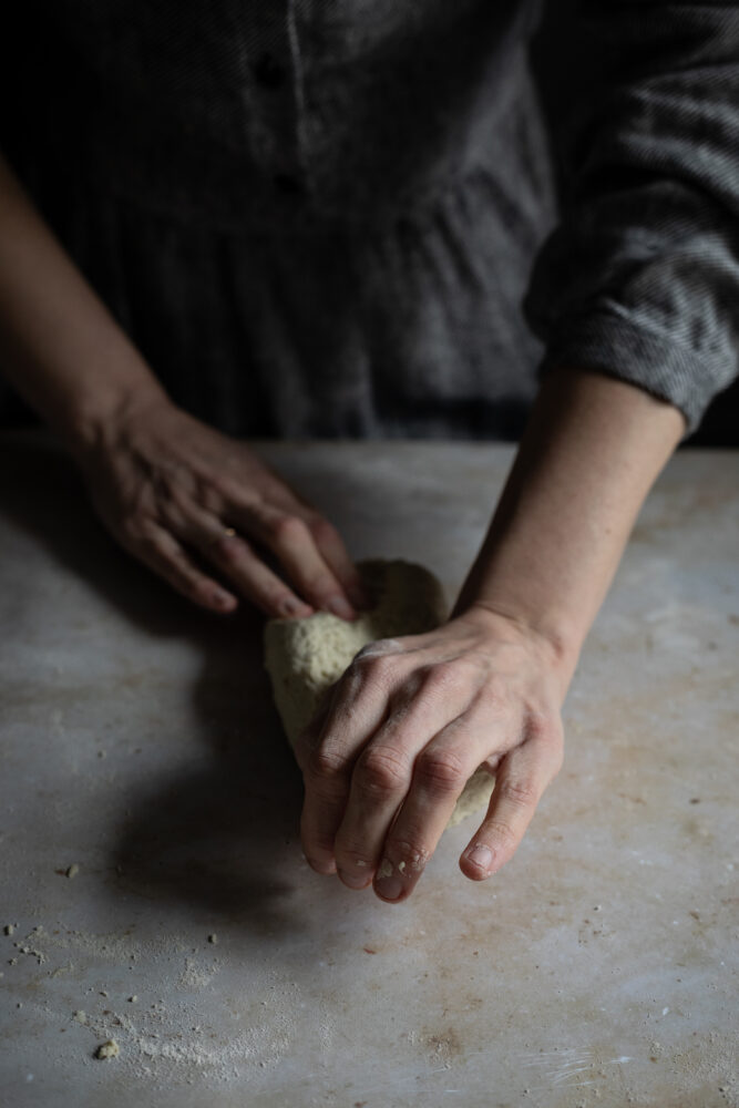 kneading pasta dough