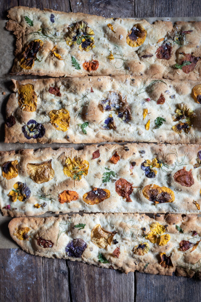 floral sourdough discard crackers