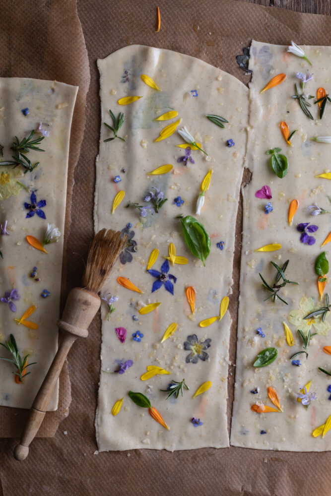 sourdough flower crackers