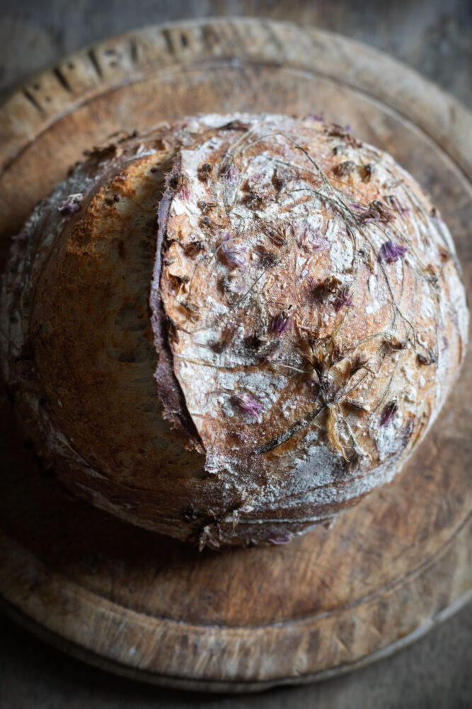 sourdough with edible flower