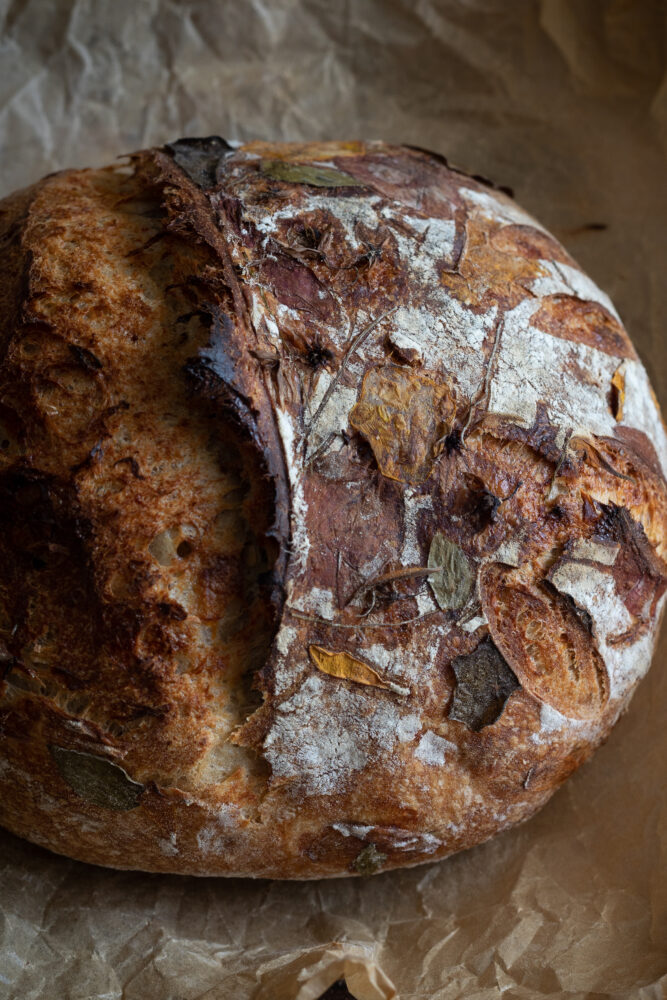 sourdough with edible flower