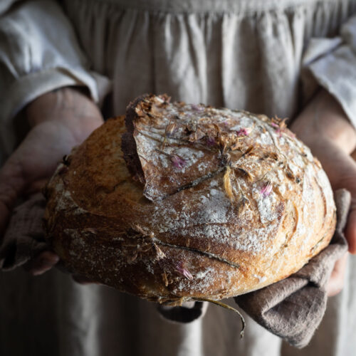 sourdough with edible flower