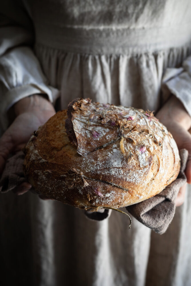 sourdough with edible flower