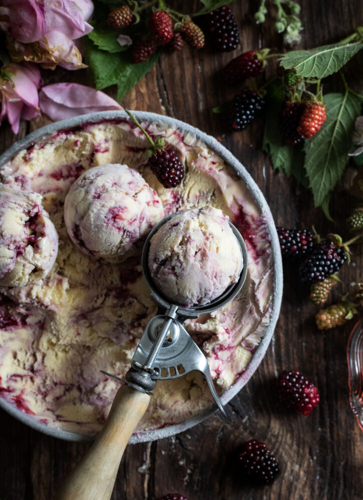 blackberry rose swirl ice cream