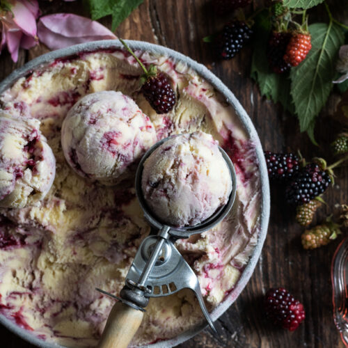 blackberry rose swirl mascarpone ice cream