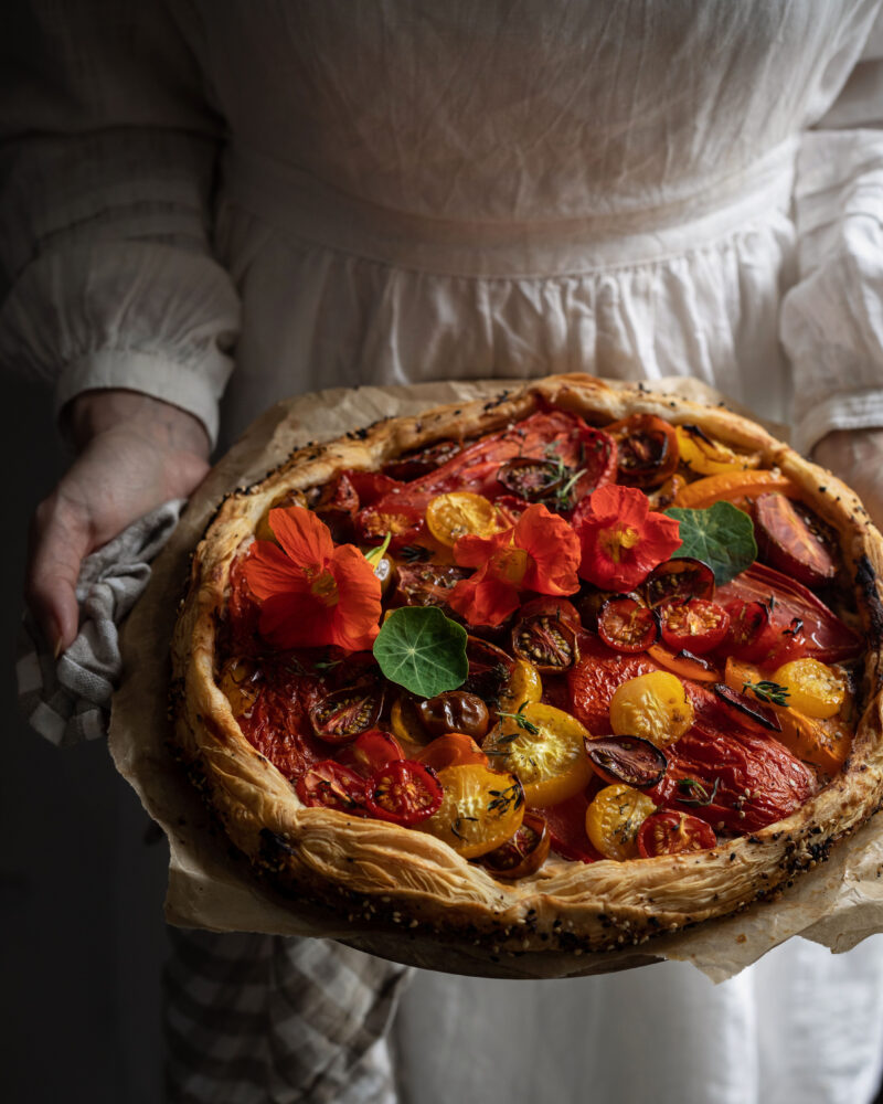 tomato caramelised onion goats cheese tart