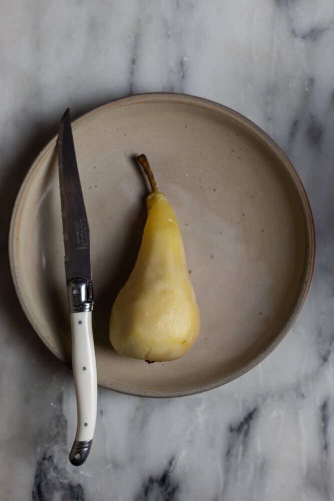 poached pear pie prep