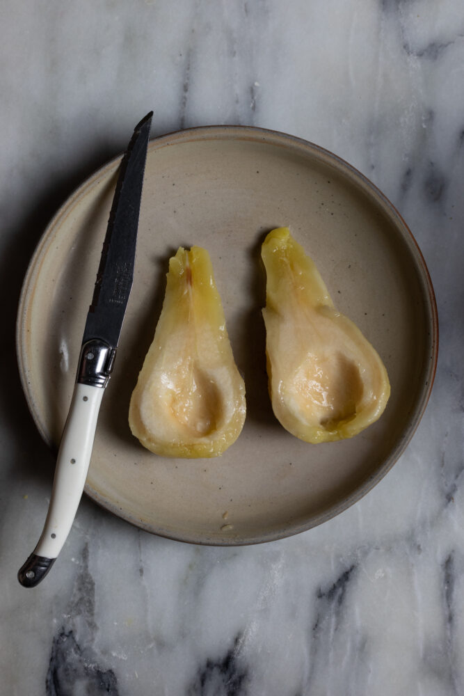 poached pear pie prep