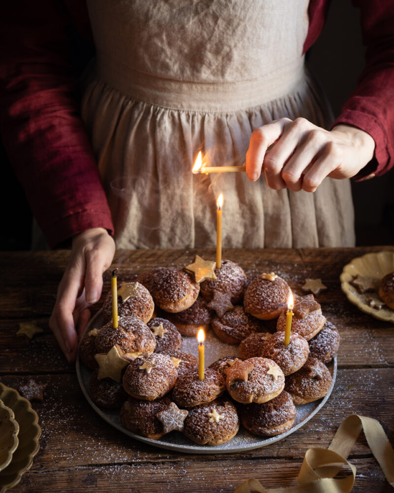 Christmas choux bun dessert