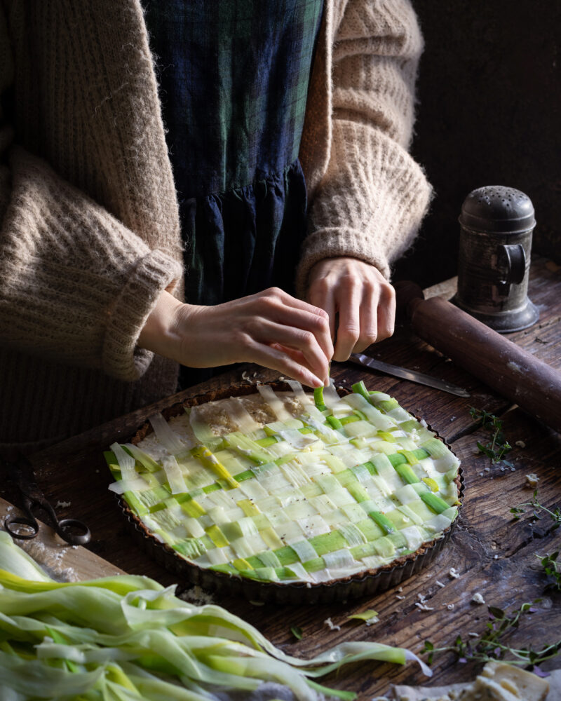 latticed leek tart