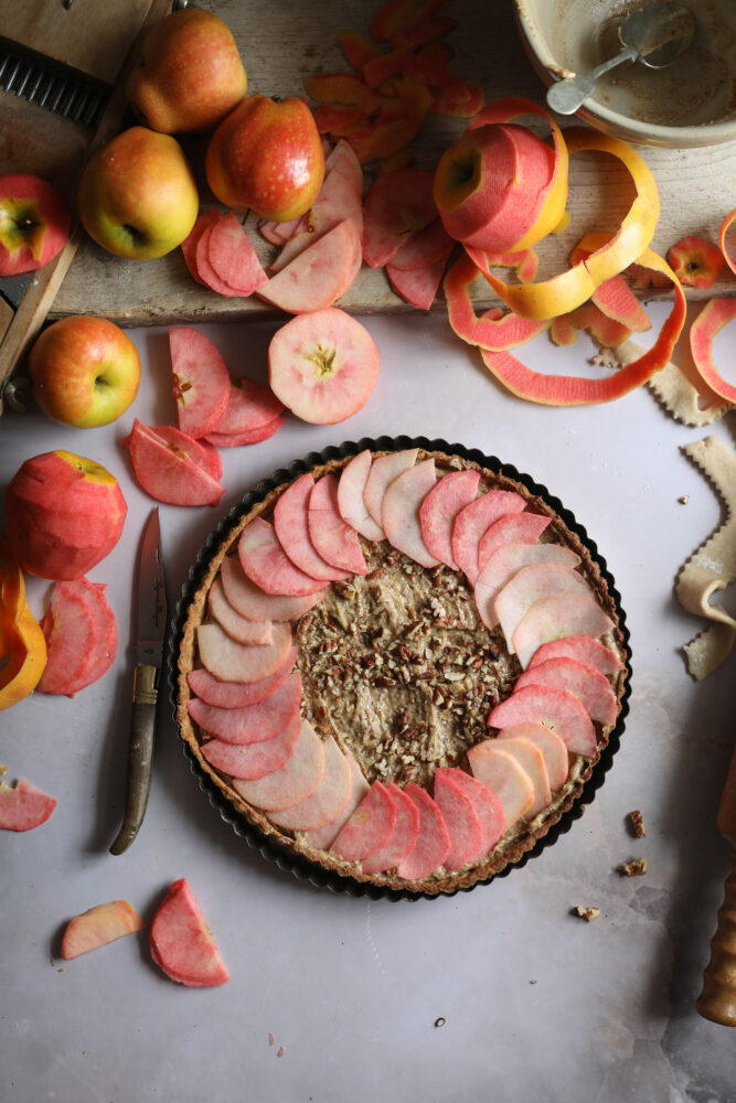 apple pecan frangipane tart