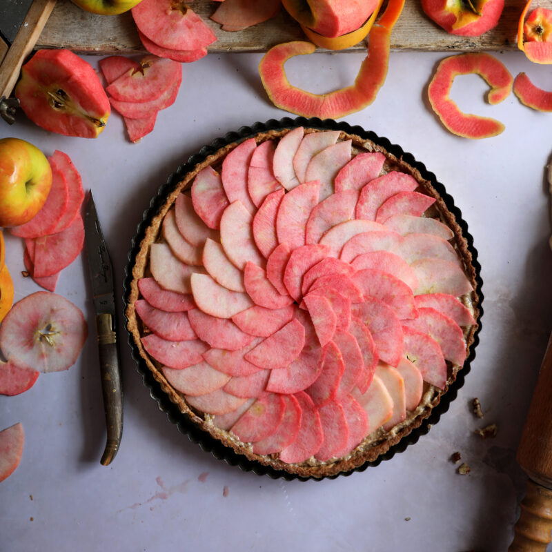 apple pecan frangipane tart