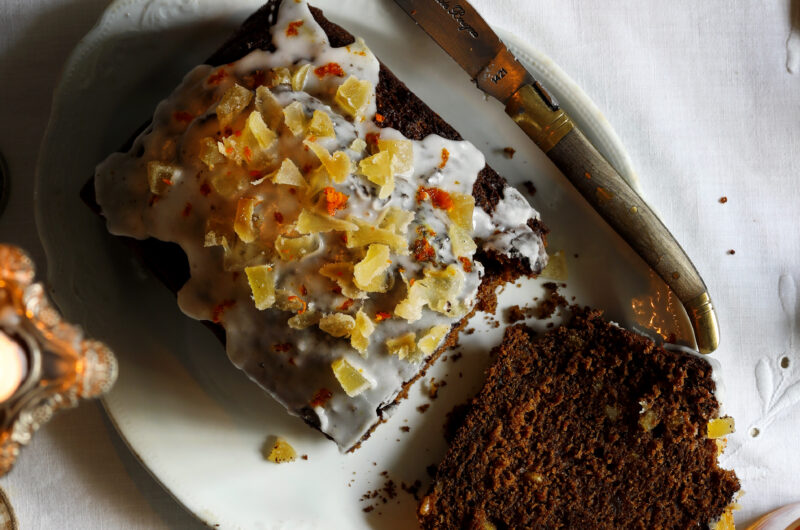 Gingerbread loaf cake with orange and whisky