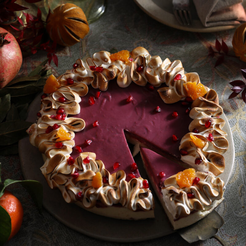 pomegranate curd cheesecake