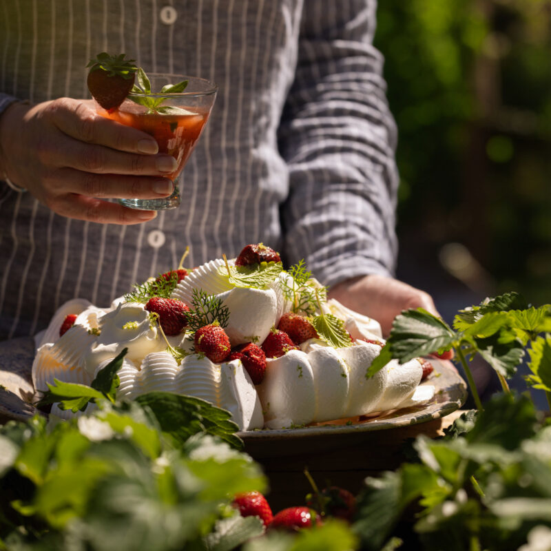 Roast Strawberry Daiquiri & Pavlova