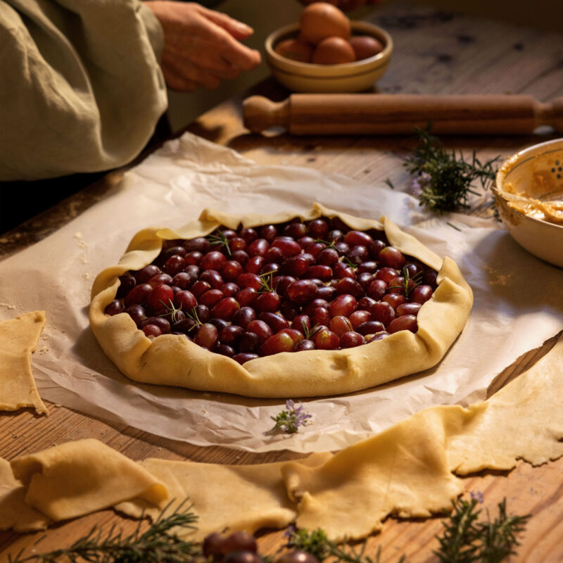 grape rosemary hazelnut galette